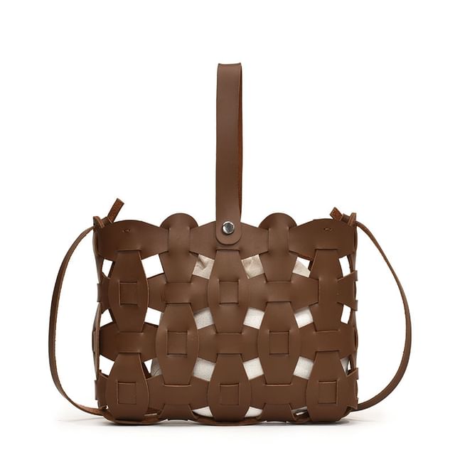 Cutout Faux Leather Crossbody Bag