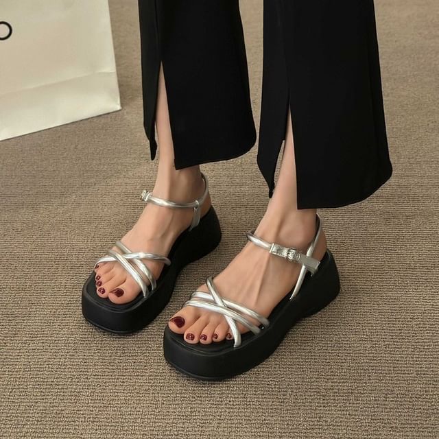 Sandals Platform Leather Faux
