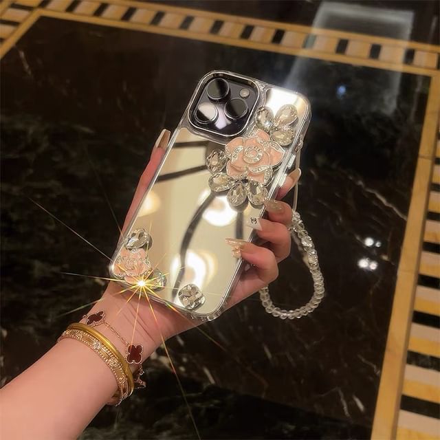 Case Phone Floral Mirrored Strap