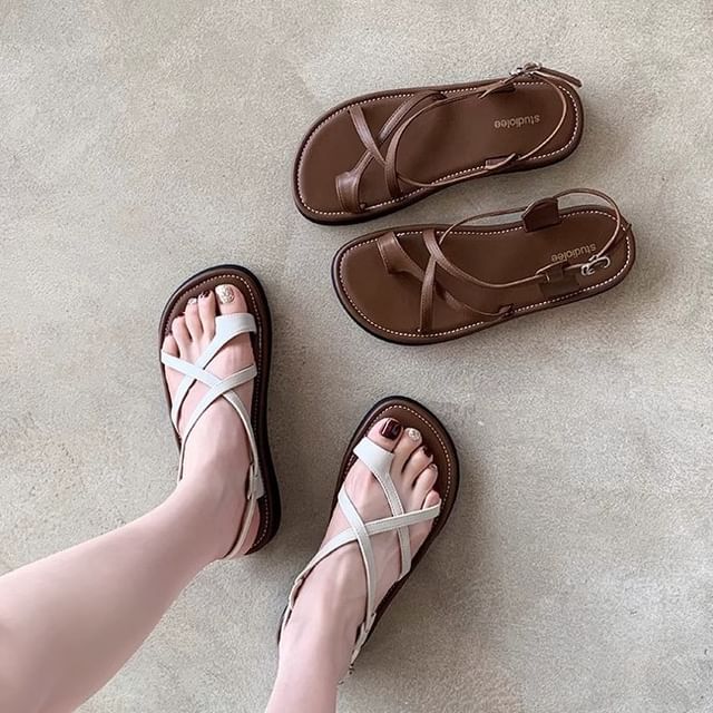 Cross Criss Platform Toe Loop Sandals