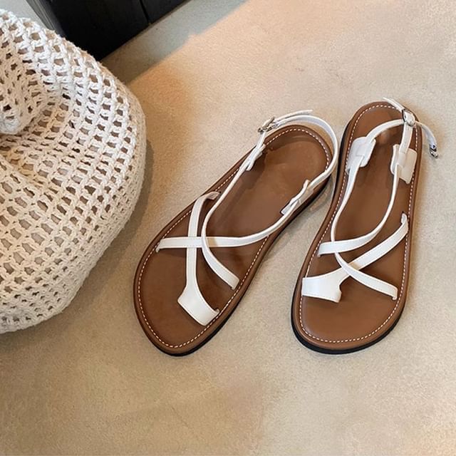 Cross Criss Platform Toe Loop Sandals