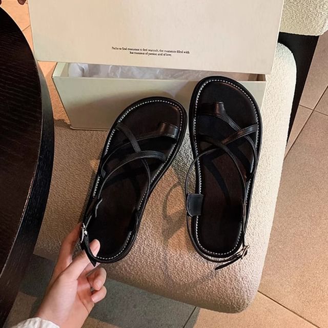 Cross Criss Platform Toe Loop Sandals