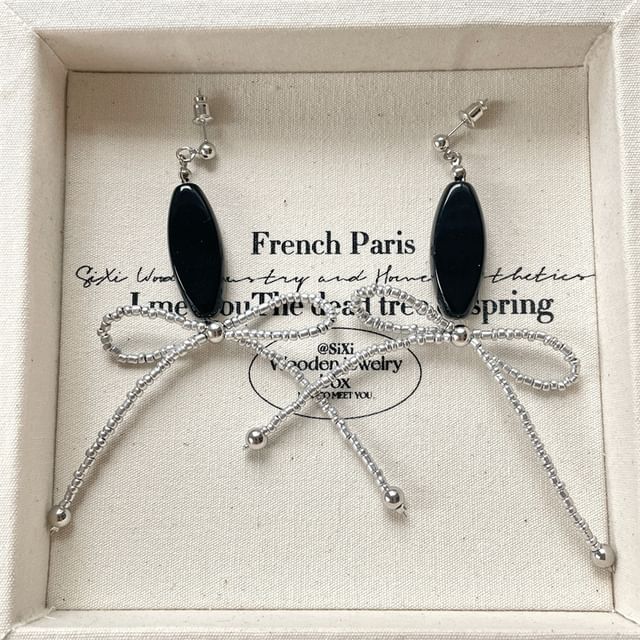 / Beaded Earring Bow Necklace Drop
