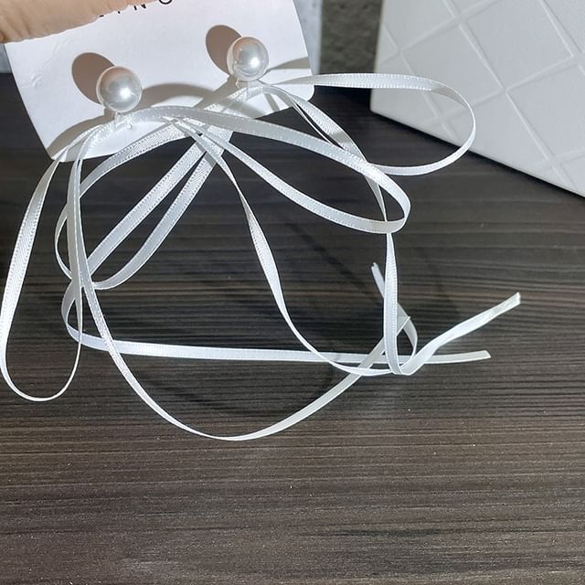 Earring Pearl Faux Bow