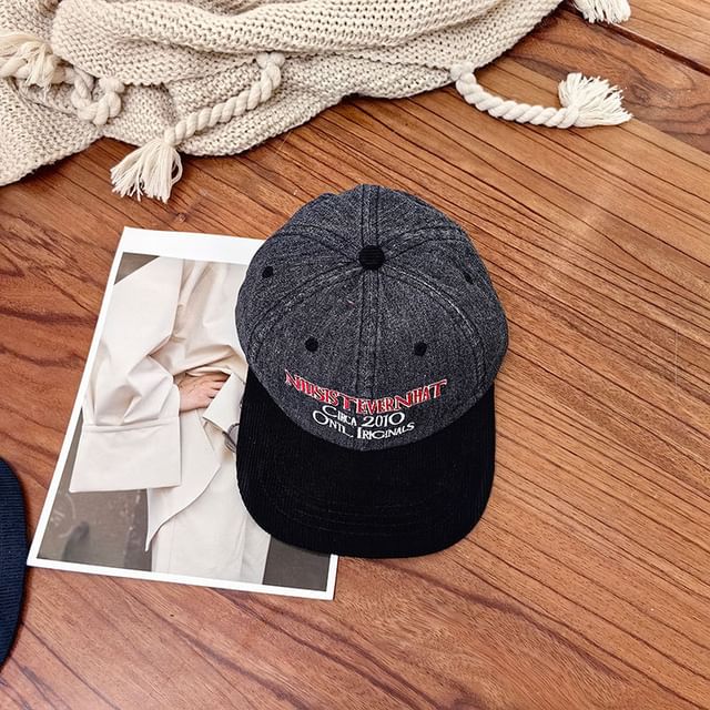 Corduroy Cap Embroidered Lettering