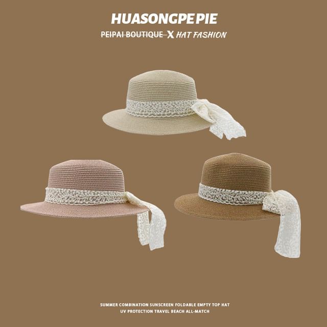 Trim Straw Lace Boater Hat