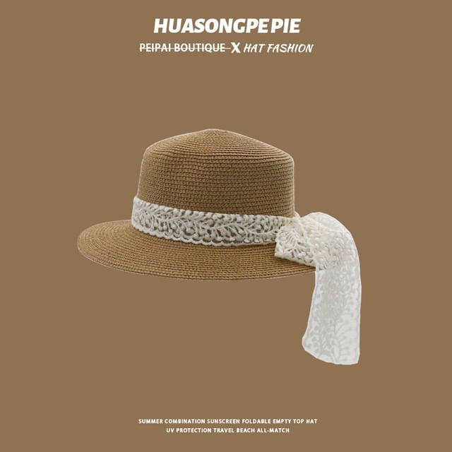 Trim Straw Lace Boater Hat