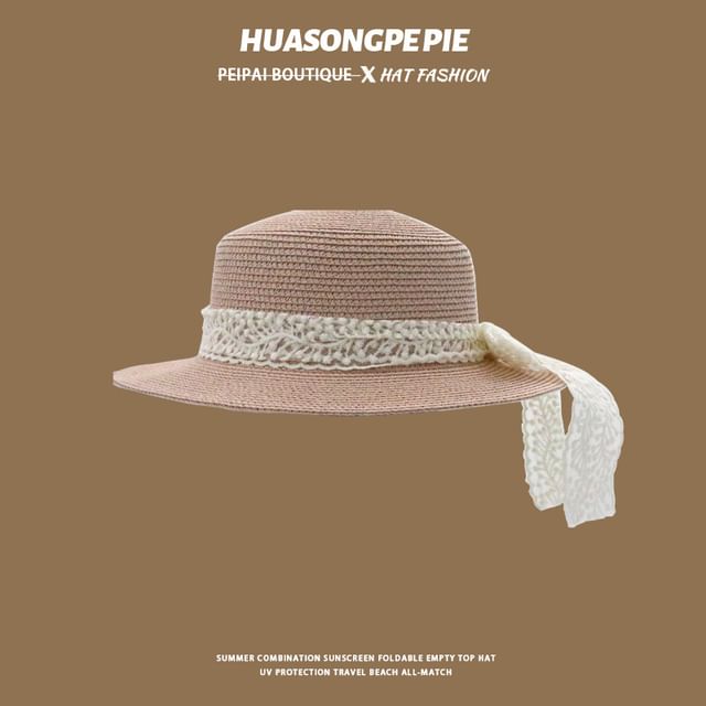 Trim Straw Lace Boater Hat