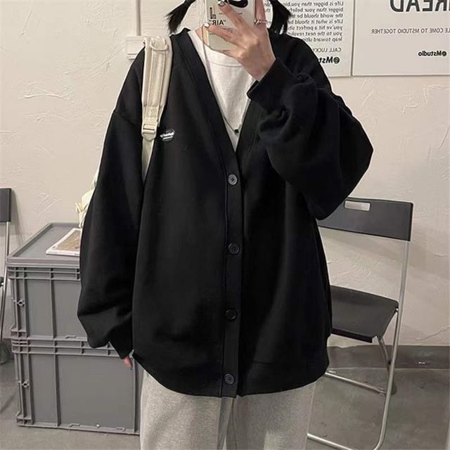 V-Neck Jacket Plain Button