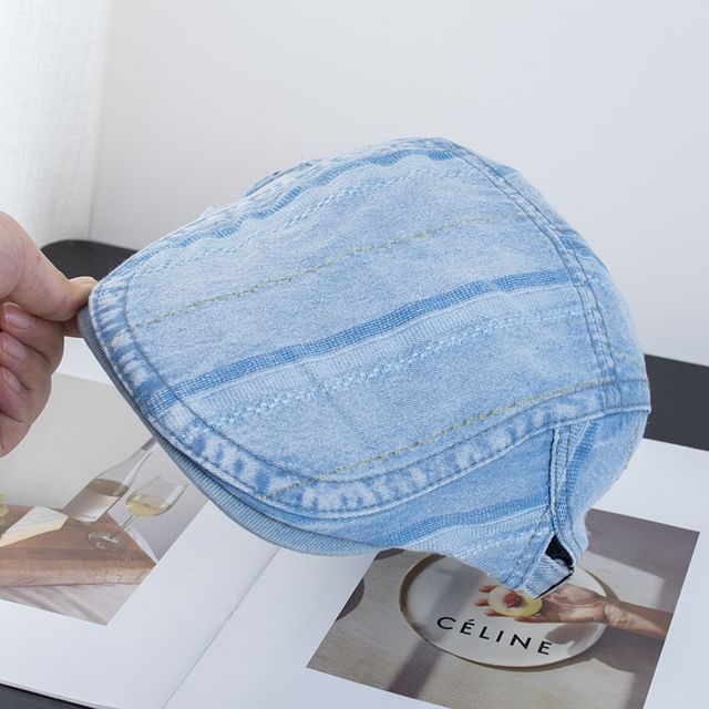 Flat Washed Cap Denim Striped