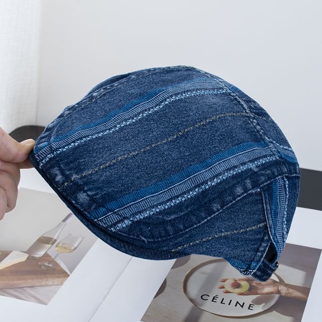 Flat Washed Cap Denim Striped