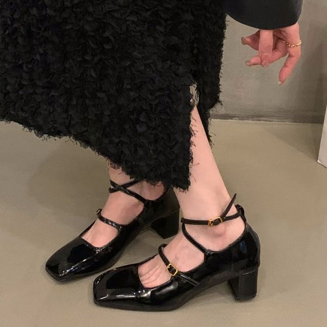 Sample Chunky Heel Square-Toe Mary Jane Shoes