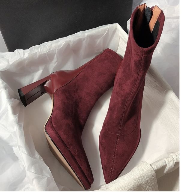 Sample Pointy Chunky Heel Short Boots