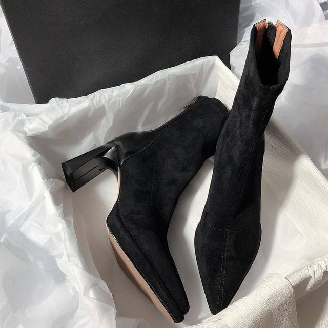 Sample Pointy Chunky Heel Short Boots