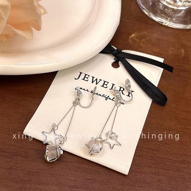 Faux Star Alloy Gemstone Dangle Earring