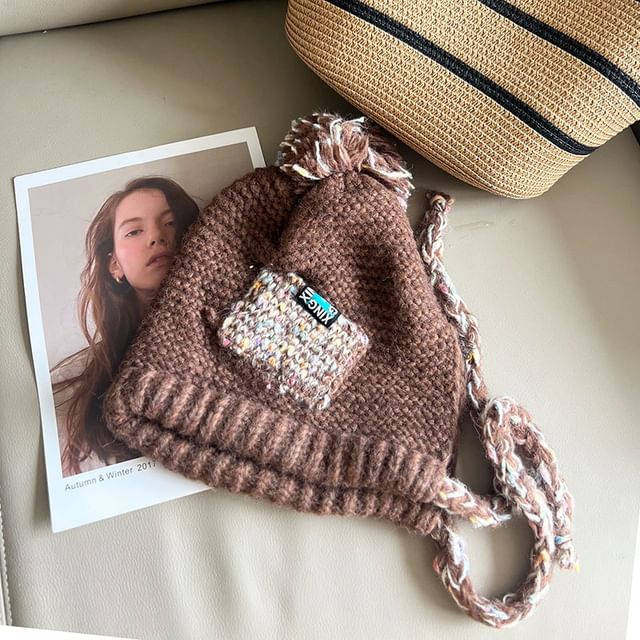 Hat Pom Earflap Melange