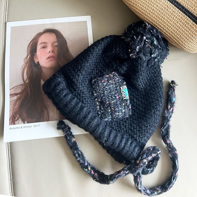Hat Pom Earflap Melange