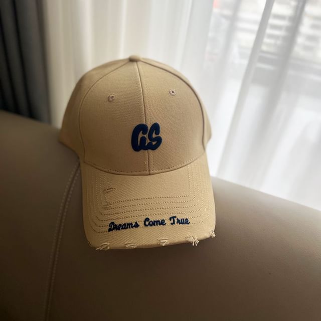 Cap Lettering Distressed Baseball Embroidered