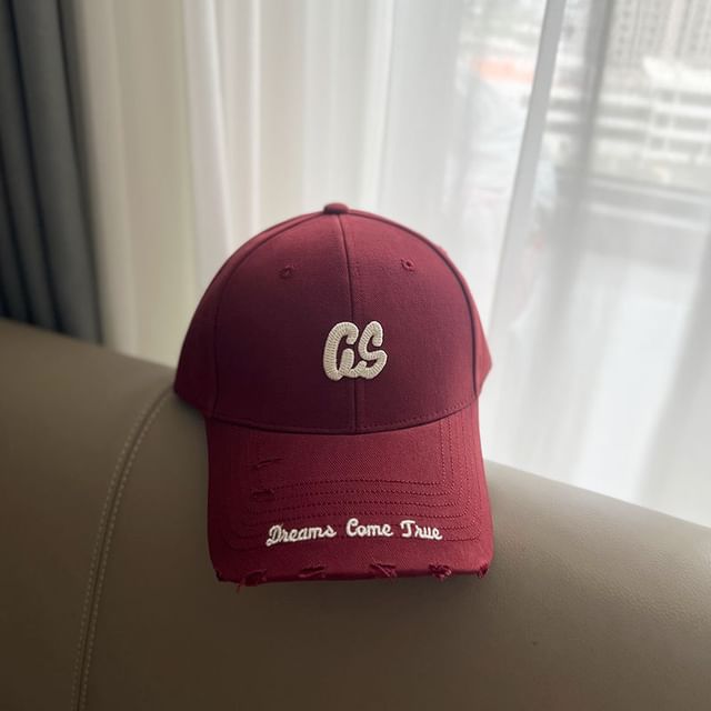 Cap Lettering Distressed Baseball Embroidered