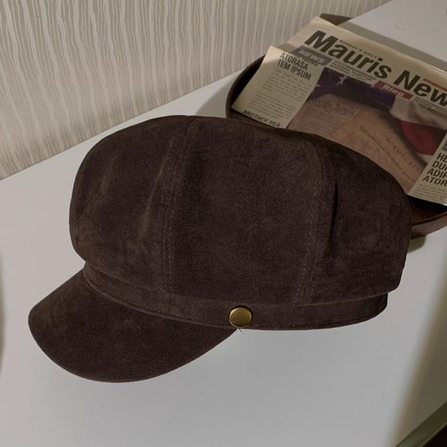 Newsboy Cap Plain Suede Faux