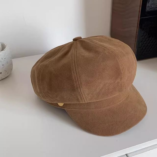 Newsboy Cap Plain Suede Faux