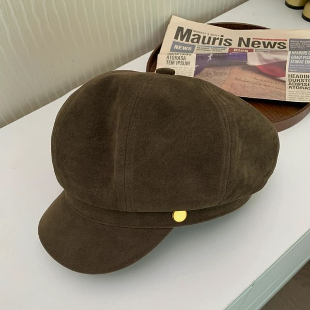 Newsboy Cap Plain Suede Faux
