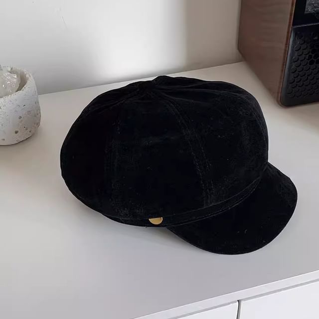 Newsboy Cap Plain Suede Faux