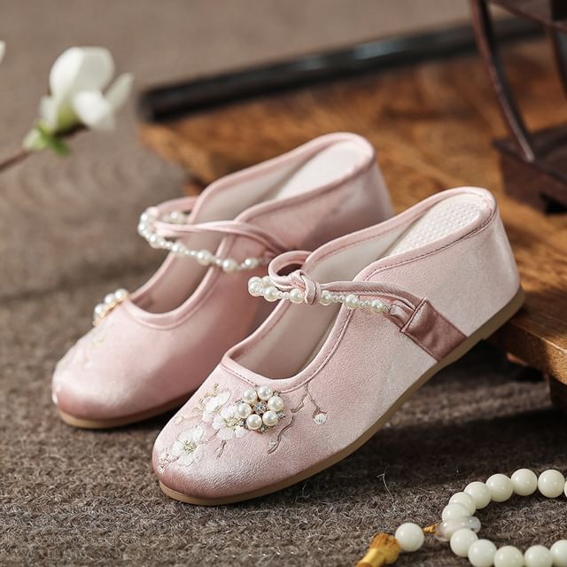 Wedge-Heel Beaded Mules