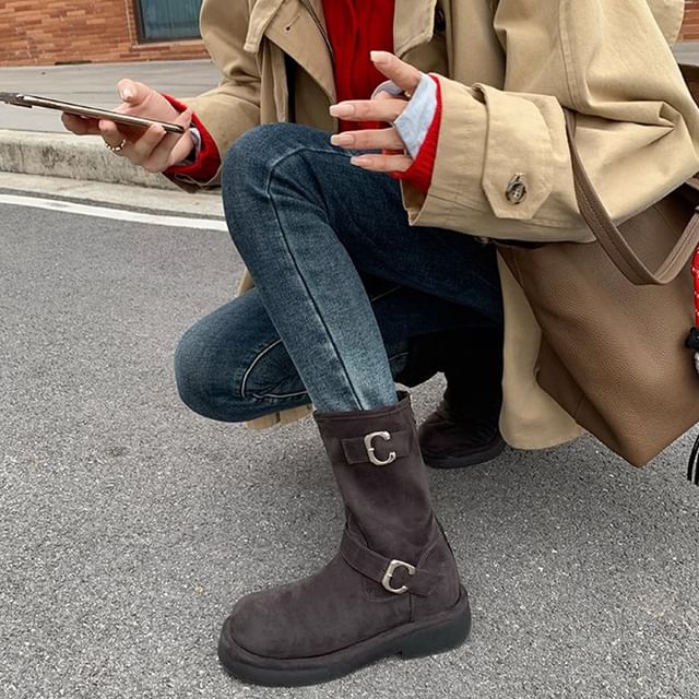 Designs) Boots Faux Buckled Suede (Various
