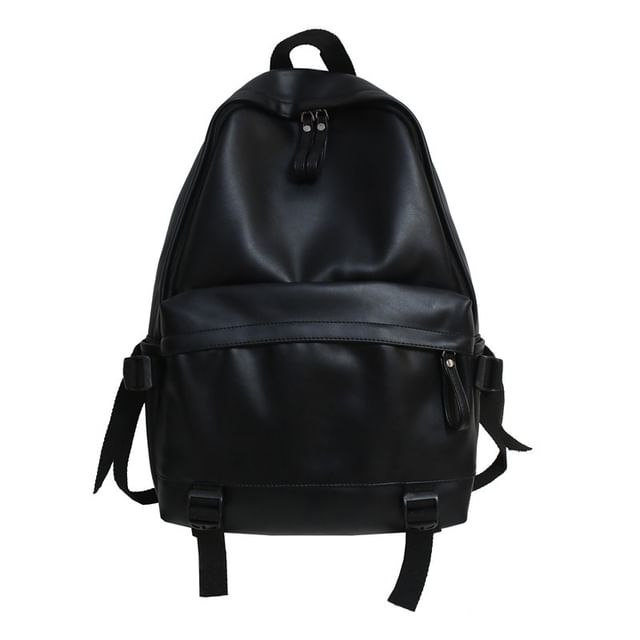 Multi-Pocket Faux Leather Backpack