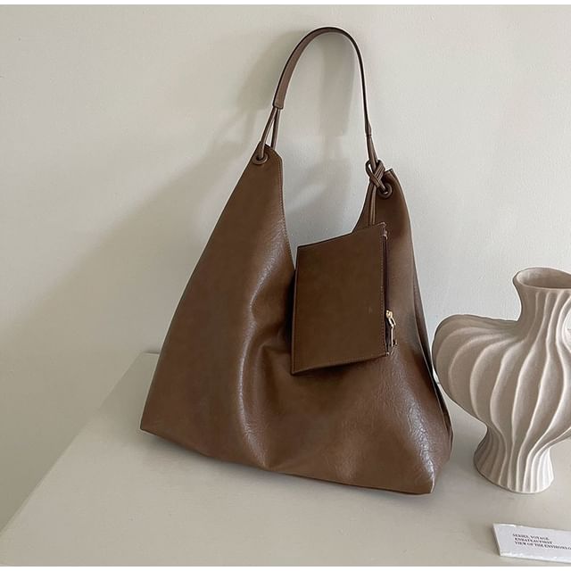 Wholesale Sample Bag With Leather Faux Pouch Plain Tote