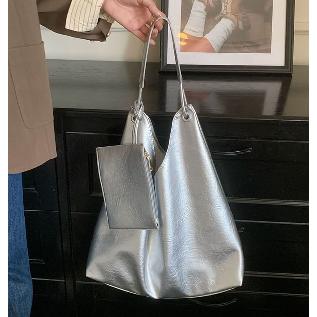 Wholesale Sample Bag With Leather Faux Pouch Plain Tote