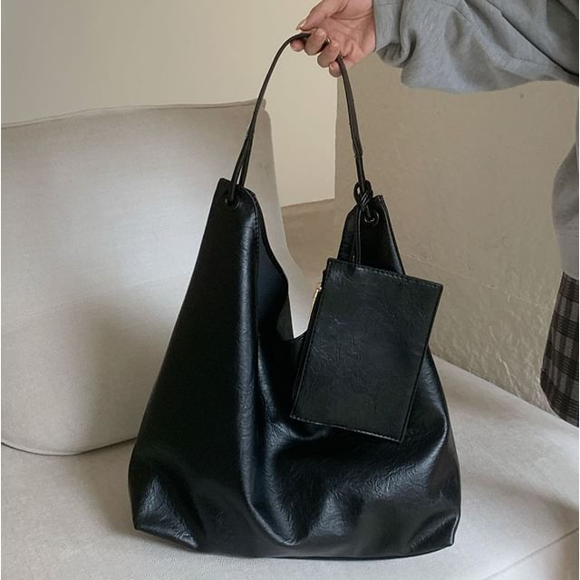 Wholesale Sample Bag With Leather Faux Pouch Plain Tote