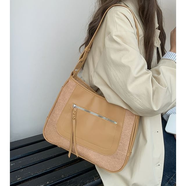 Panel Bag Zip Faux Leather Shoulder