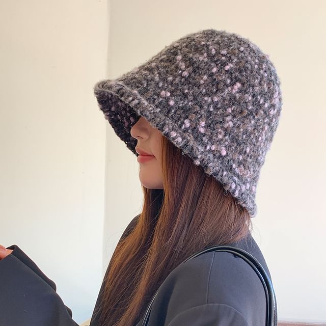 Hat Knit Bucket Melange