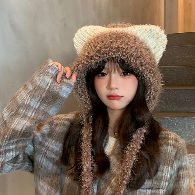 Wool Hat Trapper Ear Cat