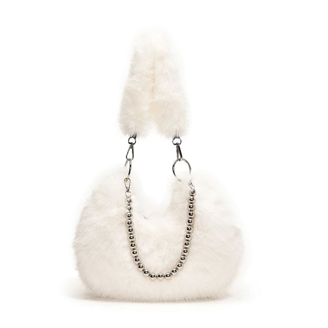 Beaded Fluffy Shoulder Bag