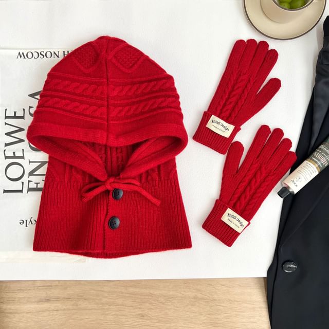 Balaclava Set Plain Gloves / Knit