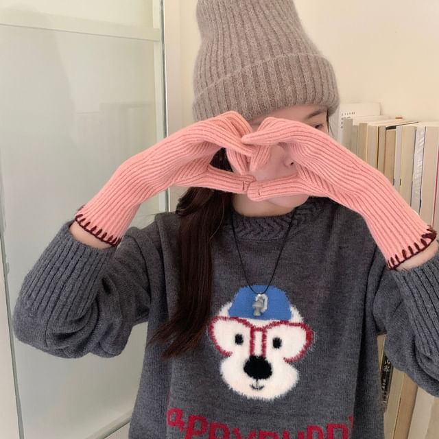 Großhandelsmuster gerippte Handschuhe mit Strickbündchen