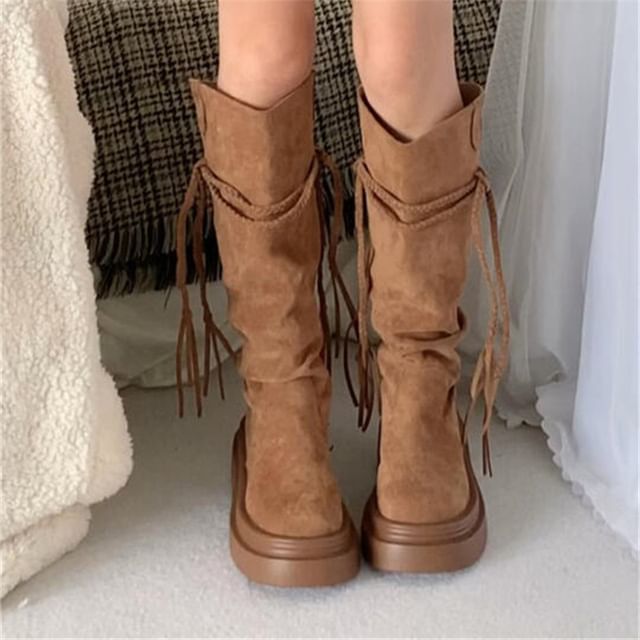 Sample Platform Plain Mid Calf Boots