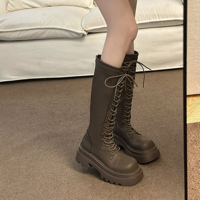 Platform Up Boots Knee High Lace