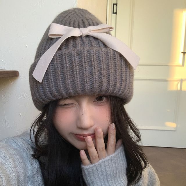 Beanie Ribbed Bow