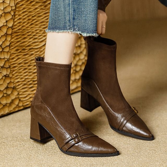 Sample Block Heel Pointed Short Boots