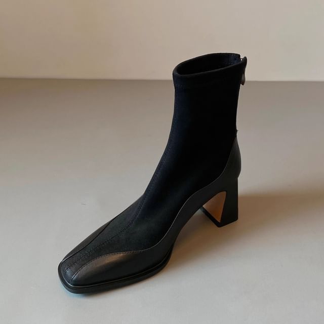 Sample Block Heel Faux Leather Short Boots