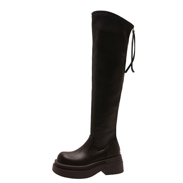 Sample Faux Leather Platform Over-The-Knee Boots