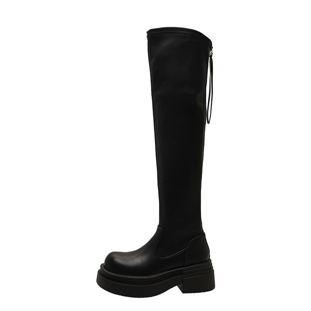 Sample Faux Leather Platform Over-The-Knee Boots