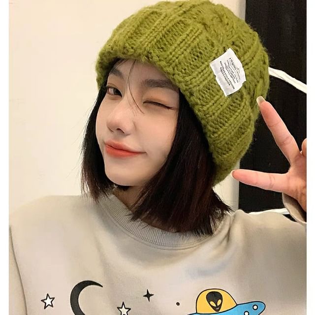 Plain Fluffy / Knit Beanie Cable
