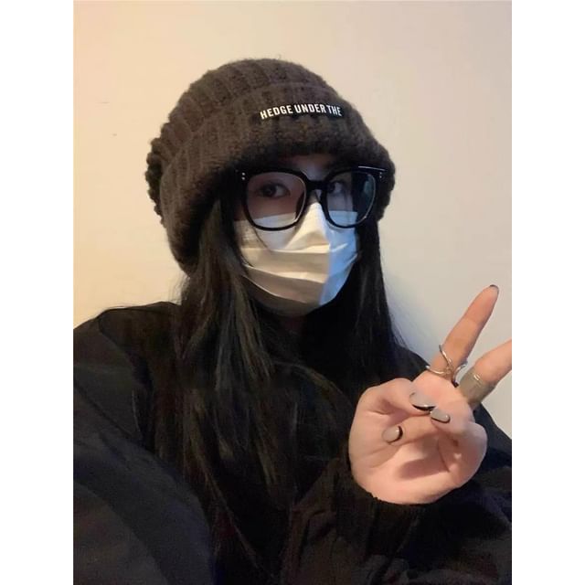 / Plain Beanie Ear Fluffy Bear Ribbed Hat