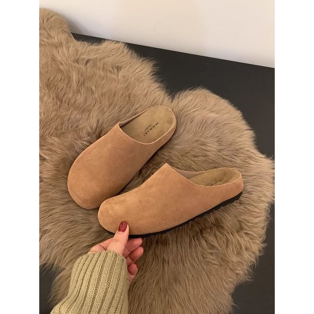 Plain Faux Mules Suede