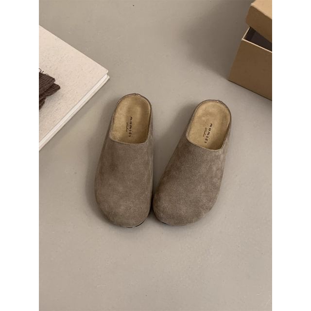 Plain Faux Mules Suede